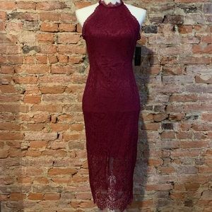 NWT Lulus Kiss Me At Midnight Magenta Lace Dress